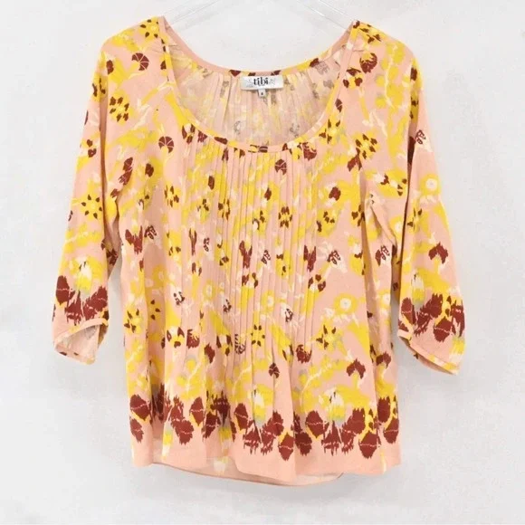 Tibi Tops Tibi Top Womens Sz Blush Pink Boho Floral Silk